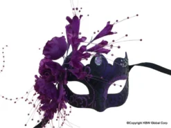 KBW Global Corp Venetian Mask With Flowers In 4 Colors