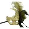 KBW Global Corp Masquerade Masks Masquerade Crescent Lace W/ Feathers