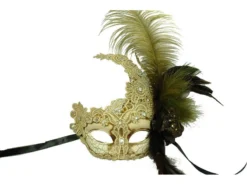 KBW Global Corp Masquerade Masks Masquerade Crescent Lace W/ Feathers