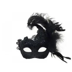 KBW Global Corp Masquerade Masks Mask Lace W/ Feathers On Side