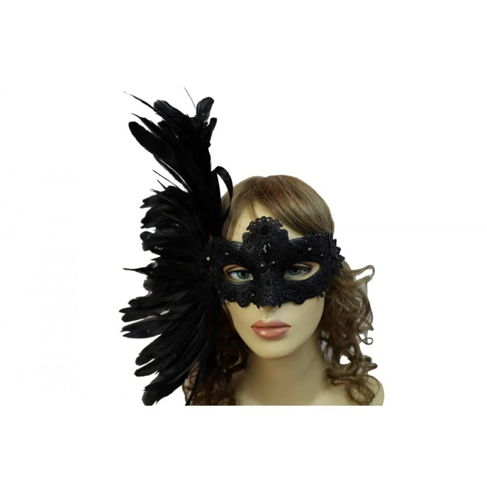KBW Global Corp Venetian Lace Mask W/Jewels And Coque Feathers In 3 Colors Masquerade Masks 4 KBW Global Corp Venetian Lace Mask W/Jewels And Coque Feathers In 3 Colors Masquerade Masks