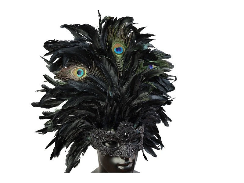 KBW Global Corp Venetian Mask With Coque & Peacock Feathers Masquerade Masks 4 KBW Global Corp Venetian Mask With Coque & Peacock Feathers Masquerade Masks
