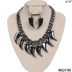 Ceci Jewelry, Inc. Black Metal Horn Necklace And Matching Earrings Necklaces & Earrings