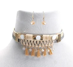 Ceci Jewelry, Inc. Necklaces & Earrings Choker White And Gold