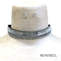 Ceci Jewelry, Inc. Necklaces & Earrings Choker Black And Crystal Chevron