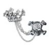 Western Fashion Rhinestone Skull And Crown Brooch