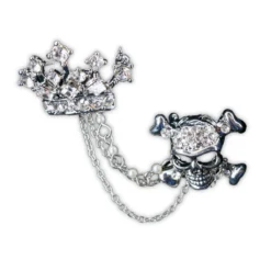 Western Fashion Rhinestone Skull And Crown Brooch