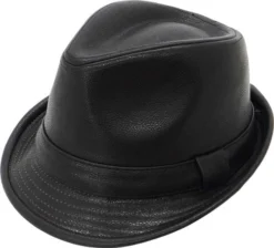 Dorfman Pacific Snap Brim Fedora Black Pleather Fedoras, Homburgs & Pork Pies
