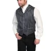 Scully Range Wear Double Pinstripe Notch Lapel Vest Black 2 Scully Range Wear Double Pinstripe Notch Lapel Vest Black
