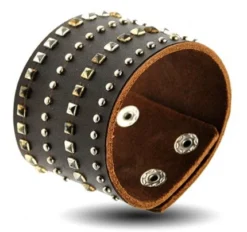 AABStyle Cuffs & Bracers Cuff Leather Brown Studded Multi