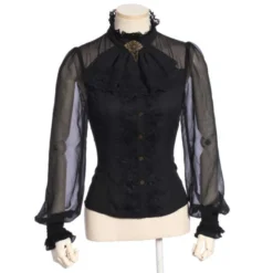 Western Fashion Black Steampunk Shirt Steampunk & Victorian