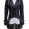 Western Fashion Black Steampunk Swallow Tail Jacket With Brown Lace And Pleather Trim Steampunk & Victorian