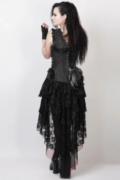 The Corset Company Corsets & Corset Dresses Corset Dress Black Lace And Brocade With High-Lo Skirt
