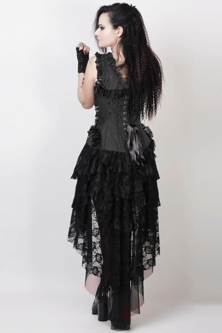 The Corset Company Corsets & Corset Dresses Corset Dress Black Lace And Brocade With High-Lo Skirt 4 The Corset Company Corsets & Corset Dresses Corset Dress Black Lace And Brocade With High-Lo Skirt