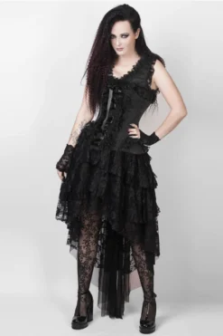 The Corset Company Corsets & Corset Dresses Corset Dress Black Lace And Brocade With High-Lo Skirt