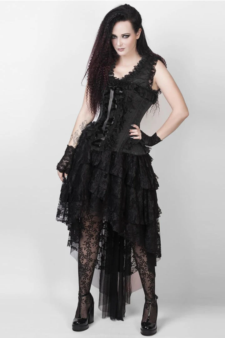 The Corset Company Corsets & Corset Dresses Corset Dress Black Lace And Brocade With High-Lo Skirt 3 The Corset Company Corsets & Corset Dresses Corset Dress Black Lace And Brocade With High-Lo Skirt