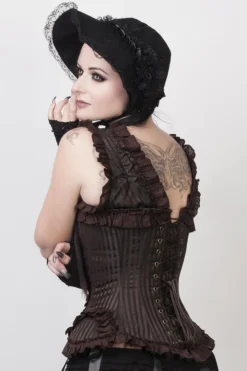 The Corset Company Overbust Brown Striped Vest W/Ruffle Corsets & Corset Dresses