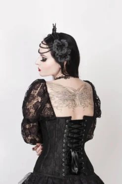 The Corset Company Black Lace Overlay Corset With Sleeves Corsets & Corset Dresses