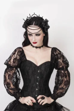 The Corset Company Black Lace Overlay Corset With Sleeves Corsets & Corset Dresses