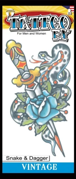 Tinsley Transfers Snake & Dagger 1910 Tattoos & Tattoo Effects