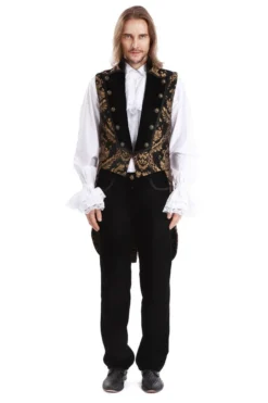 Pentagramme Gothique Black And Gold Waistcoat Gothic Royalist