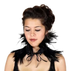 Zucker Boas & Feathers Black Feather Choker In Black Or Red