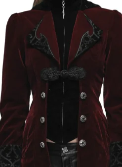 Western Fashion Steampunk & Victorian Gothic Coat W/Horn Lapel Burgundy 7 Western Fashion Steampunk & Victorian Gothic Coat W/Horn Lapel Burgundy