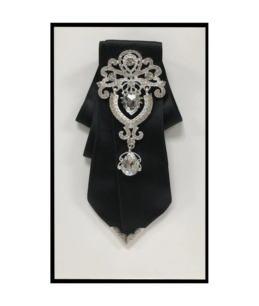 Brand Q, Inc Bow Tie W/Crystal Brooch & Silver Tip Men's Formalwear Accessories 3 Brand Q, Inc Bow Tie W/Crystal Brooch & Silver Tip Men's Formalwear Accessories