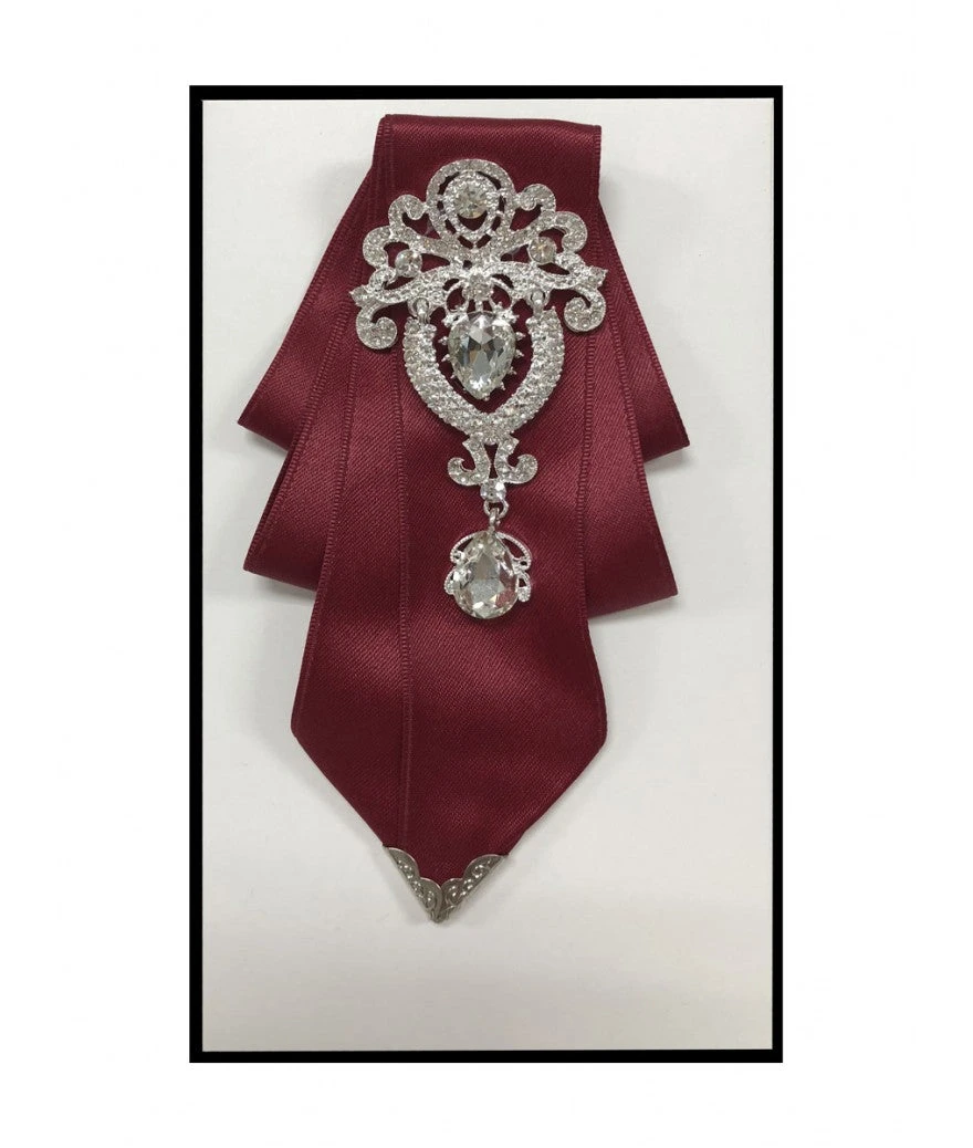 Brand Q, Inc Bow Tie W/Crystal Brooch & Silver Tip Men's Formalwear Accessories 4 Brand Q, Inc Bow Tie W/Crystal Brooch & Silver Tip Men's Formalwear Accessories