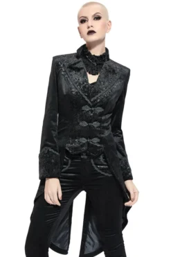Pentagramme Gothique Gothic Tailcoat Women's Velvet Black