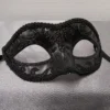 KBW Global Corp Venetian Petite Mask Black With Glitter Design Masquerade Masks