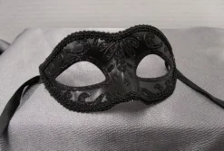 KBW Global Corp Venetian Petite Mask Black With Glitter Design Masquerade Masks