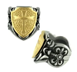 AABStyle Bracelets & Rings Ring Stainless Steel Gold Shield