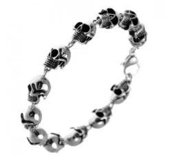 AABStyle Bracelets & Rings Bracelet Stainless Steel String Of Skulls