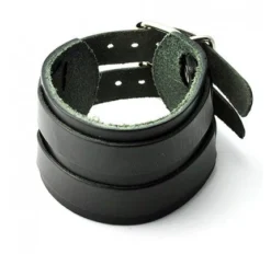 AABStyle Cuffs & Bracers Cuff Leather Black 2 Buckle