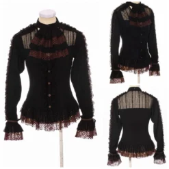 Western Fashion Steampunk & Victorian Black Ladies Steampunk Blouse