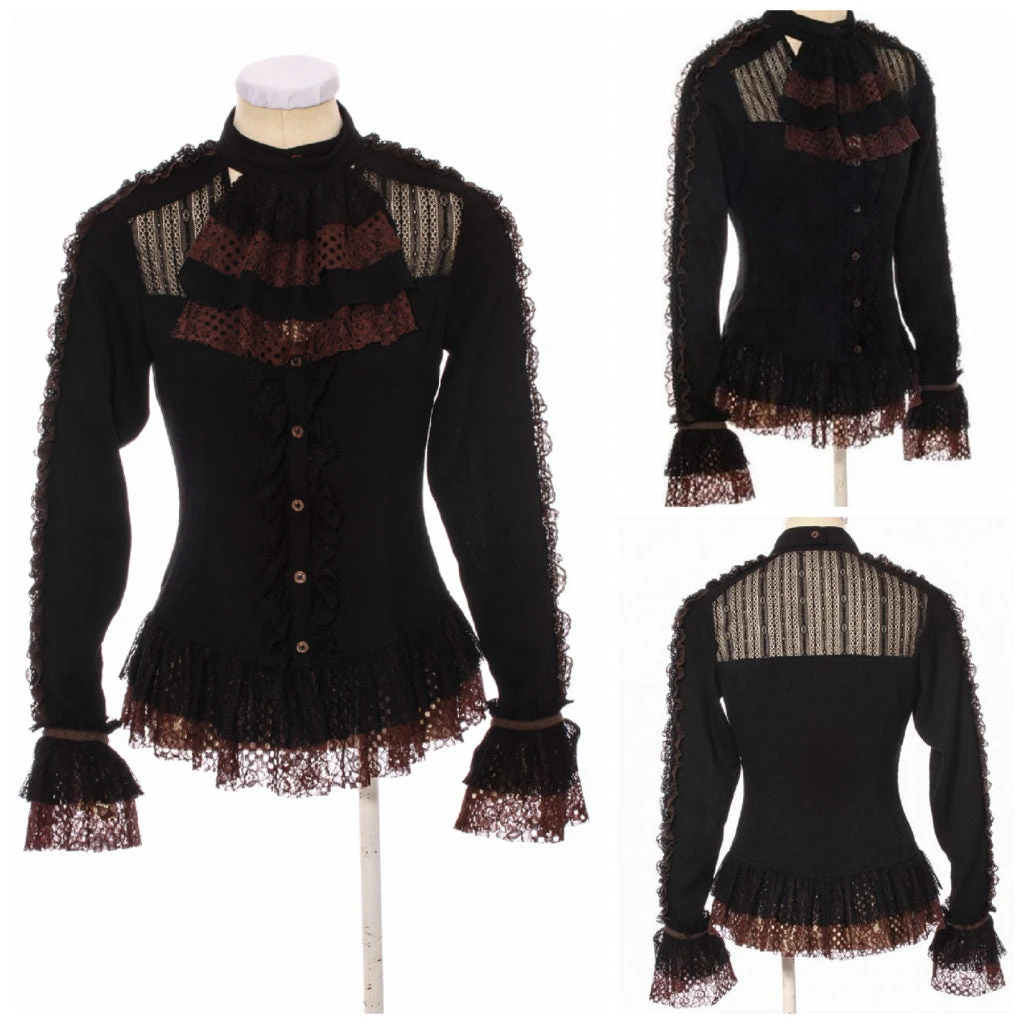 Western Fashion Steampunk & Victorian Black Ladies Steampunk Blouse 3 Western Fashion Steampunk & Victorian Black Ladies Steampunk Blouse